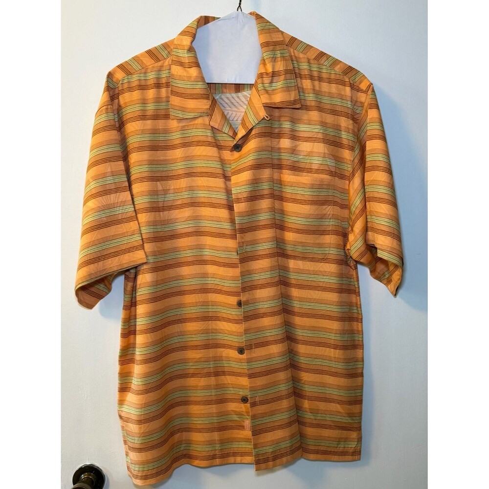 Tommy Bahama 100% Silk Striped Short-Sleeve Button-Down Shirt